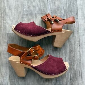 Bean An Ti Women’s Sz 36 / US 6 Wooden Heel / Leather Clog Shoes